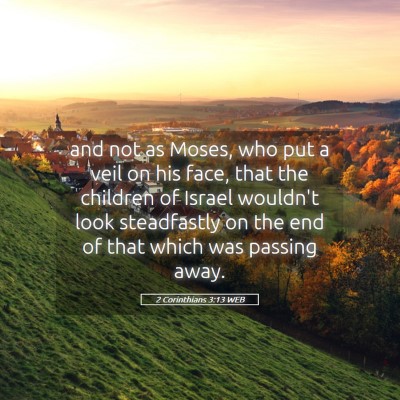 Picture 05 - 2 Corinthians 3:13 WEB - and not as Moses, who put a veil on his face, - Bible Verse Picture