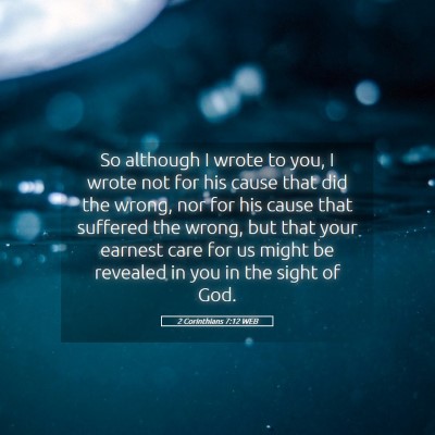 Picture 05 - 2 Corinthians 7:12 WEB - So although I wrote to you, I wrote not for his - Bible Verse Picture