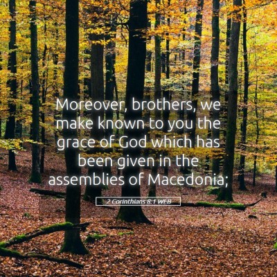 Picture 05 - 2 Corinthians 8:1 WEB - Moreover, brothers, we make known to you the - Bible Verse Picture