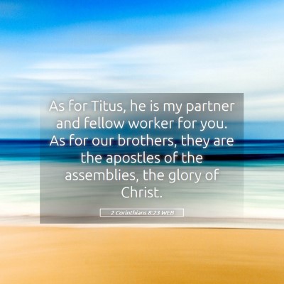 Picture 05 - 2 Corinthians 8:23 WEB - As for Titus, he is my partner and fellow worker - Bible Verse Picture