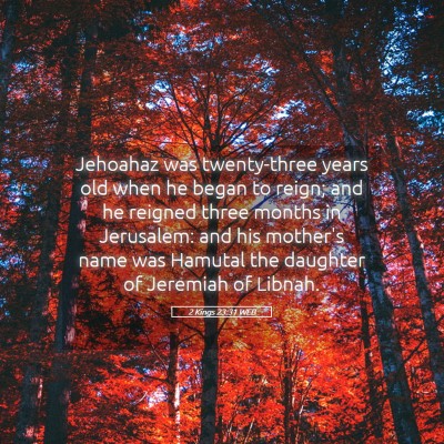 Picture 05 - 2 Kings 23:31 WEB - Jehoahaz was twenty-three years old when he began - Bible Verse Picture