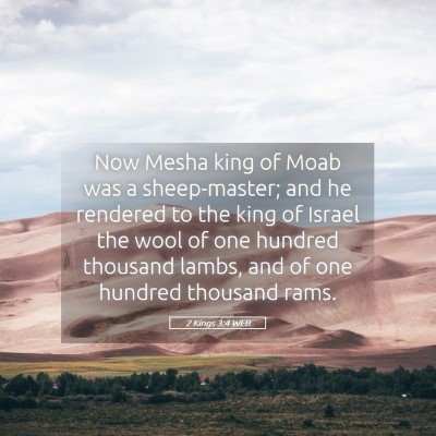 Picture 05 - 2 Kings 3:4 WEB - Now Mesha king of Moab was a sheep-master; and he - Bible Verse Picture