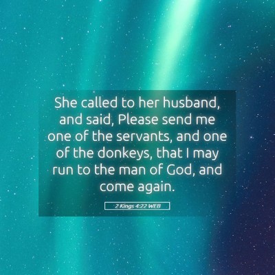 Picture 05 - 2 Kings 4:22 WEB - She called to her husband, and said, Please send - Bible Verse Picture