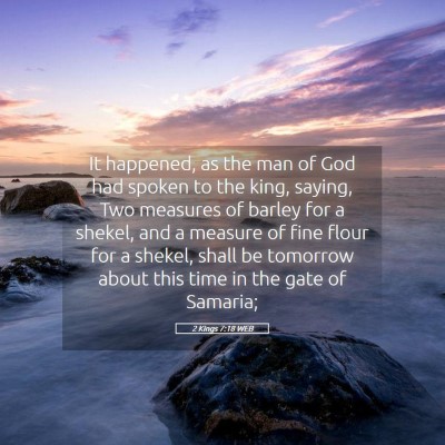Picture 05 - 2 Kings 7:18 WEB - It happened, as the man of God had spoken to the - Bible Verse Picture