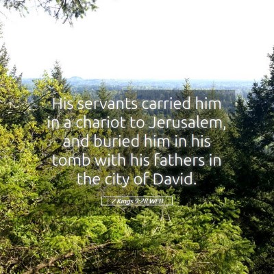 Picture 05 - 2 Kings 9:28 WEB - His servants carried him in a chariot to - Bible Verse Picture