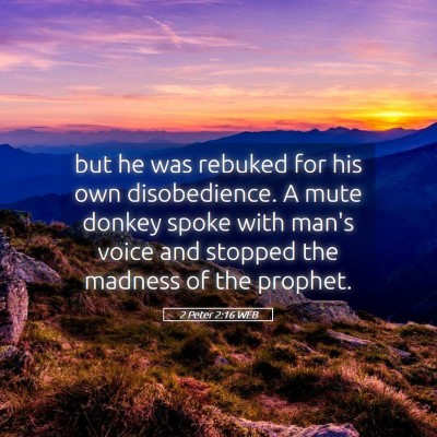 Picture 05 - 2 Peter 2:16 WEB - but he was rebuked for his own disobedience. A - Bible Verse Picture