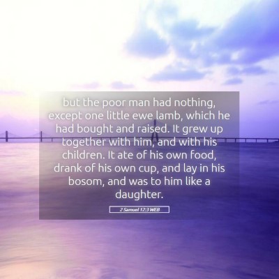 Picture 05 - 2 Samuel 12:3 WEB - but the poor man had nothing, except one little - Bible Verse Picture