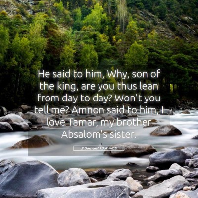 Picture 05 - 2 Samuel 13:4 WEB - He said to him, Why, son of the king, are you - Bible Verse Picture