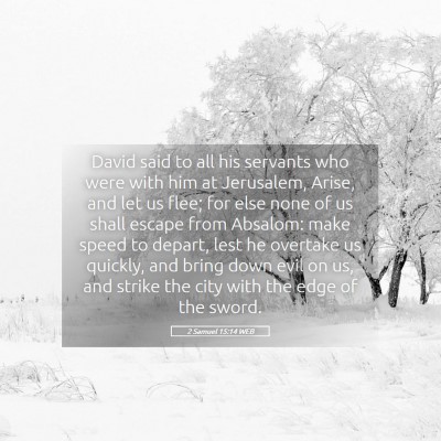 Picture 05 - 2 Samuel 15:14 WEB - David said to all his servants who were with him - Bible Verse Picture
