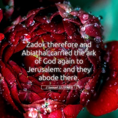 Picture 05 - 2 Samuel 15:29 WEB - Zadok therefore and Abiathar carried the ark of - Bible Verse Picture