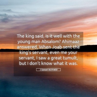 Picture 05 - 2 Samuel 18:29 WEB - The king said, Is it well with the young man - Bible Verse Picture