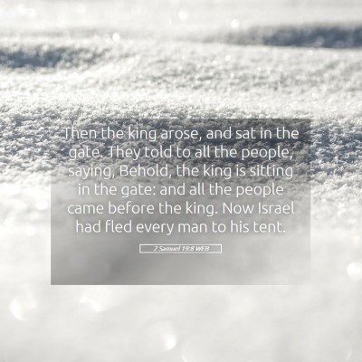 Picture 05 - 2 Samuel 19:8 WEB - Then the king arose, and sat in the gate. They - Bible Verse Picture