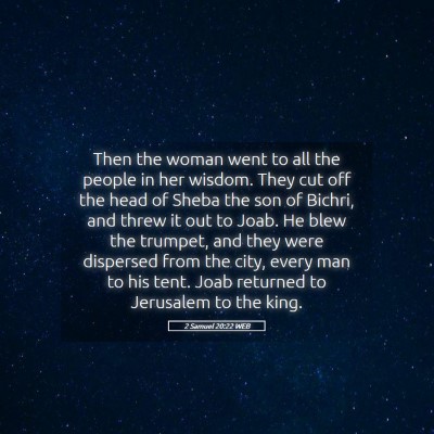 Picture 05 - 2 Samuel 20:22 WEB - Then the woman went to all the people in her - Bible Verse Picture