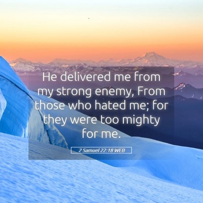 Picture 05 - 2 Samuel 22:18 WEB - He delivered me from my strong enemy, From those - Bible Verse Picture