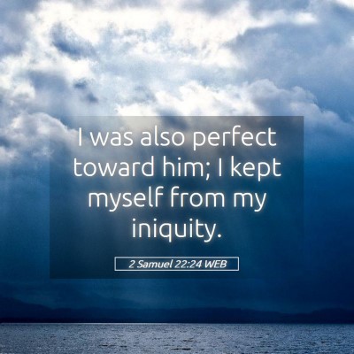 Picture 05 - 2 Samuel 22:24 WEB - I was also perfect toward him; I kept myself from - Bible Verse Picture