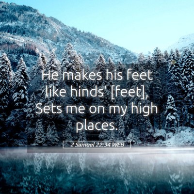 Picture 05 - 2 Samuel 22:34 WEB - He makes his feet like hinds' [feet], Sets me on - Bible Verse Picture