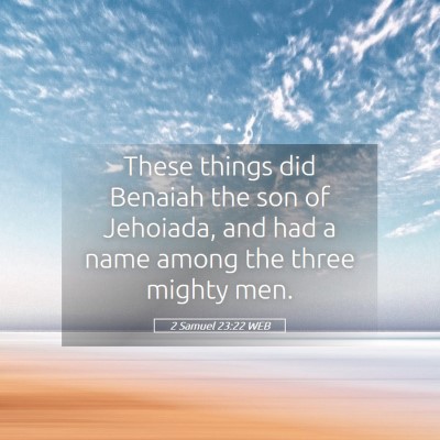 Picture 05 - 2 Samuel 23:22 WEB - These things did Benaiah the son of Jehoiada, and - Bible Verse Picture