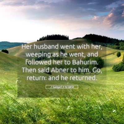 Picture 05 - 2 Samuel 3:16 WEB - Her husband went with her, weeping as he went, - Bible Verse Picture