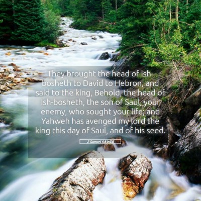 Picture 05 - 2 Samuel 4:8 WEB - They brought the head of Ish-bosheth to David to - Bible Verse Picture
