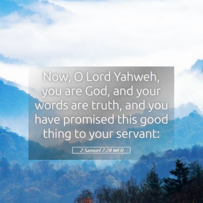 Picture 05 - 2 Samuel 7:28 WEB - Now, O Lord Yahweh, you are God, and your words - Bible Verse Picture