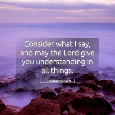 Picture 05 - 2 Timothy 2:7 WEB - Consider what I say, and may the Lord give you - Bible Verse Picture