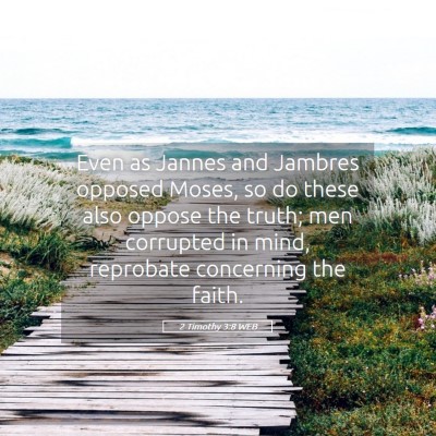 Picture 05 - 2 Timothy 3:8 WEB - Even as Jannes and Jambres opposed Moses, so do - Bible Verse Picture