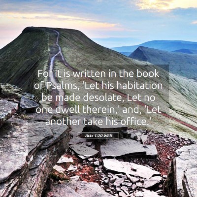 Picture 05 - Acts 1:20 WEB - For it is written in the book of Psalms, 'Let his - Bible Verse Picture