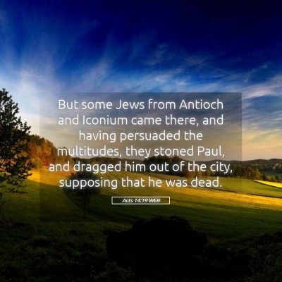 Picture 05 - Acts 14:19 WEB - But some Jews from Antioch and Iconium came - Bible Verse Picture