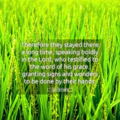Picture 05 - Acts 14:3 WEB - Therefore they stayed there a long time, speaking - Bible Verse Picture
