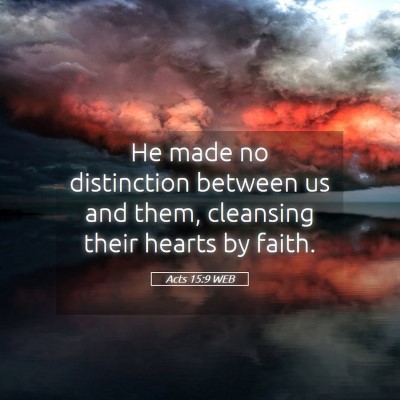 Picture 05 - Acts 15:9 WEB - He made no distinction between us and them, - Bible Verse Picture