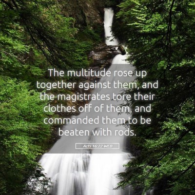 Picture 05 - Acts 16:22 WEB - The multitude rose up together against them, and - Bible Verse Picture