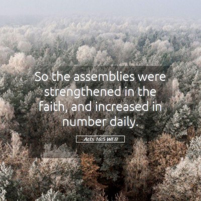 Picture 05 - Acts 16:5 WEB - So the assemblies were strengthened in the faith, - Bible Verse Picture