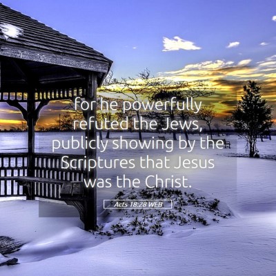 Picture 05 - Acts 18:28 WEB - for he powerfully refuted the Jews, publicly - Bible Verse Picture