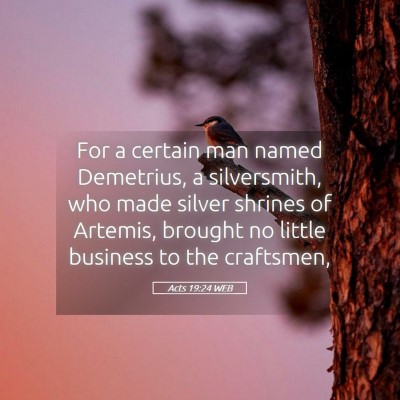 Picture 05 - Acts 19:24 WEB - For a certain man named Demetrius, a silversmith, - Bible Verse Picture