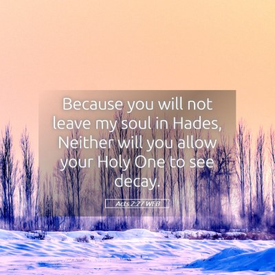 Picture 05 - Acts 2:27 WEB - Because you will not leave my soul in Hades, - Bible Verse Picture