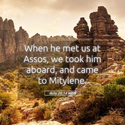 Picture 05 - Acts 20:14 WEB - When he met us at Assos, we took him aboard, and - Bible Verse Picture