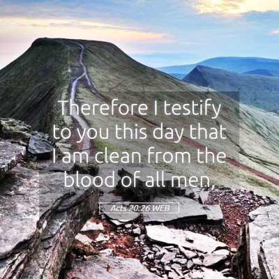 Picture 05 - Acts 20:26 WEB - Therefore I testify to you this day that I am - Bible Verse Picture
