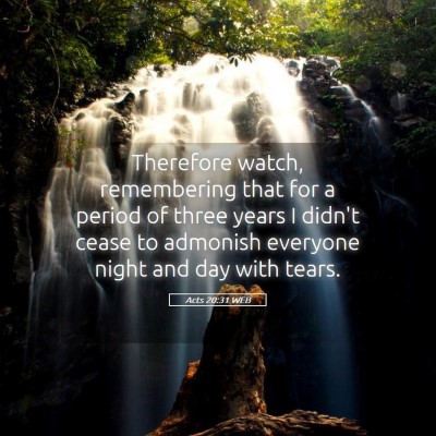 Picture 05 - Acts 20:31 WEB - Therefore watch, remembering that for a period of - Bible Verse Picture