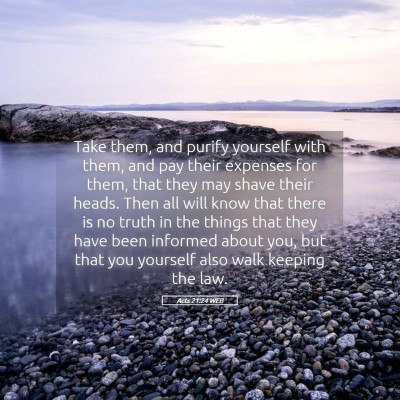 Picture 05 - Acts 21:24 WEB - Take them, and purify yourself with them, and pay - Bible Verse Picture