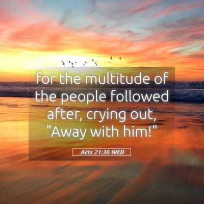 Picture 05 - Acts 21:36 WEB - for the multitude of the people followed after, - Bible Verse Picture