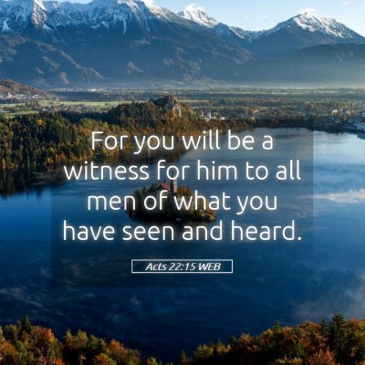 Picture 05 - Acts 22:15 WEB - For you will be a witness for him to all men of - Bible Verse Picture