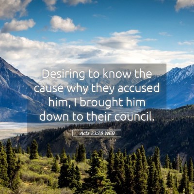 Picture 05 - Acts 23:28 WEB - Desiring to know the cause why they accused him, - Bible Verse Picture