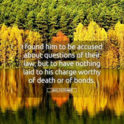 Picture 05 - Acts 23:29 WEB - I found him to be accused about questions of - Bible Verse Picture