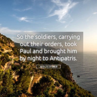 Picture 05 - Acts 23:31 WEB - So the soldiers, carrying out their orders, took - Bible Verse Picture