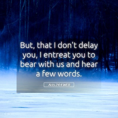 Picture 05 - Acts 24:4 WEB - But, that I don't delay you, I entreat you to - Bible Verse Picture