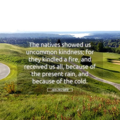Picture 05 - Acts 28:2 WEB - The natives showed us uncommon kindness; for they - Bible Verse Picture