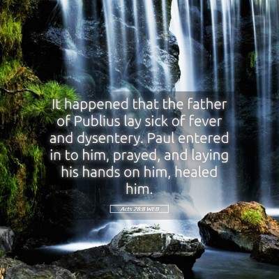 Picture 05 - Acts 28:8 WEB - It happened that the father of Publius lay sick - Bible Verse Picture
