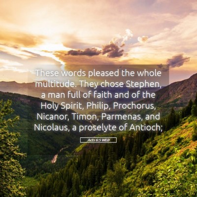 Picture 05 - Acts 6:5 WEB - These words pleased the whole multitude. They - Bible Verse Picture