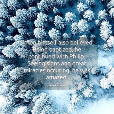 Picture 05 - Acts 8:13 WEB - Simon himself also believed. Being baptized, he - Bible Verse Picture