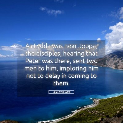 Picture 05 - Acts 9:38 WEB - As Lydda was near Joppa, the disciples, hearing - Bible Verse Picture
